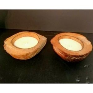 Coconut Shell Candles 2 Cotton Wick Natural Island Decor Tiki Garden Primitive